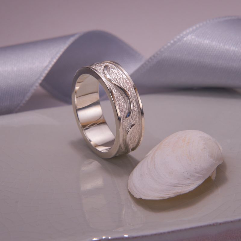 Schmaler Silber Ring ohne Stein, mit Struktur